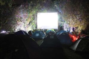 Magical Cine Camping Nights balcony to cotopaxi inn ecuador movie at night1